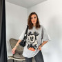 Mickey baskı yıkamalı t-shirt