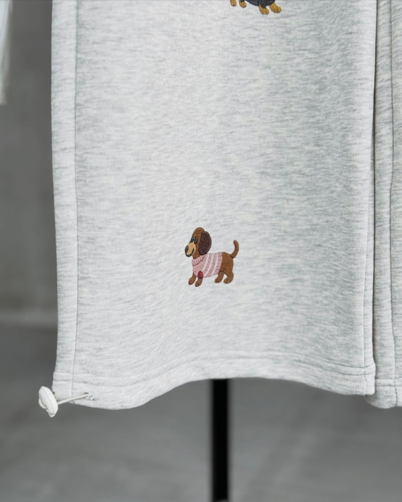 Gri Köpek Baskılı Eşofman Pantolon