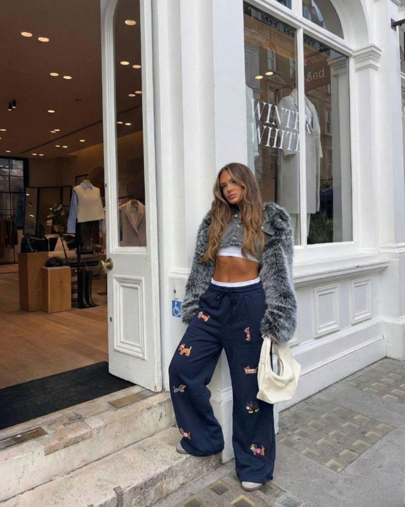 PinterestGirl Hayvan Desenli Oversize Eşofman Altı-LACİVERT