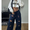 PinterestGirl Hayvan Desenli Oversize Eşofman Altı-LACİVERT