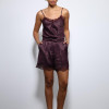 Bordo Dantel Detaylı Saten Top